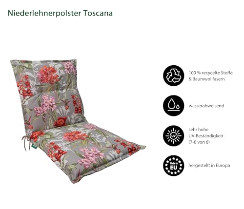 Dehner Toscana Niederlehnerpolster taupe-rot 50x52 cm