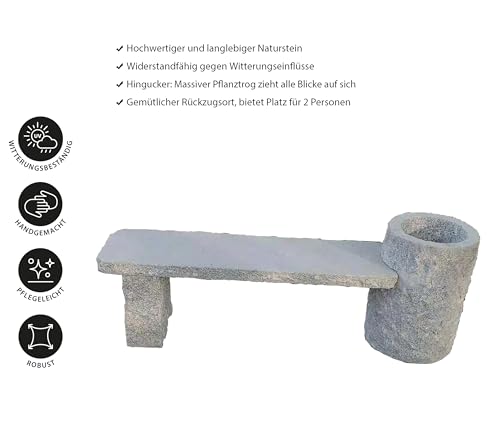 Dehner Flora Gartenbank Granit grau bepflanzbar