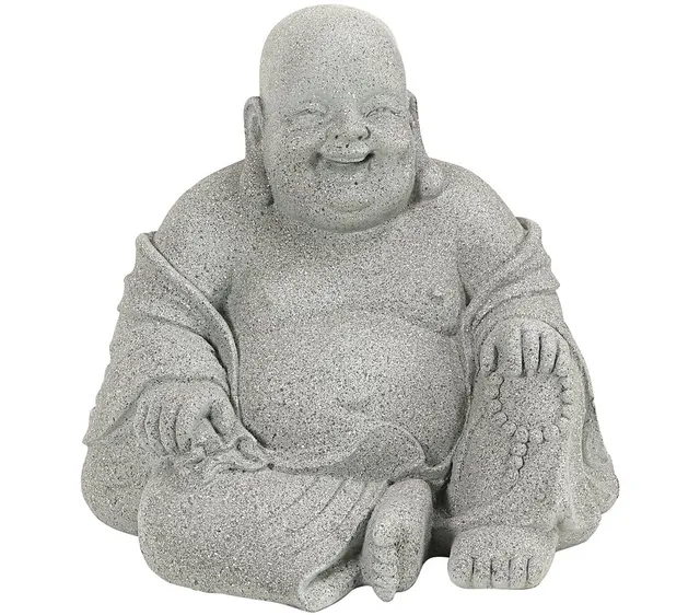 Dehner Premium Lovely Buddhafigur sitzend Leichtbeton grau