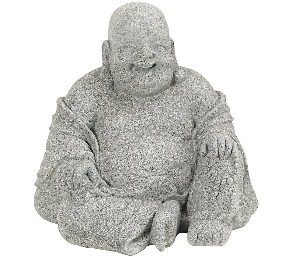 Dehner Premium Lovely Buddhafigur sitzend Leichtbeton grau