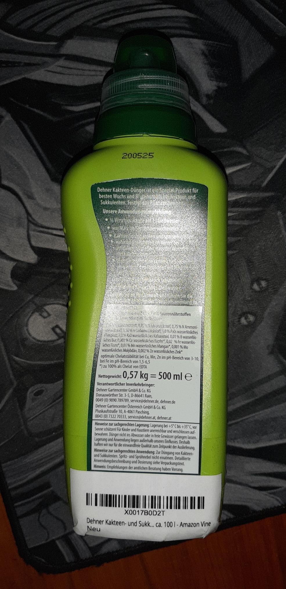 Dehner Kakteen- Sukkulentendünger flüssig 500ml NPK