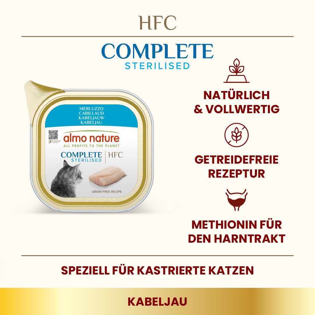 Almo Nature HFC Complete Sterilised Nassfutter Kabeljau 17x85g