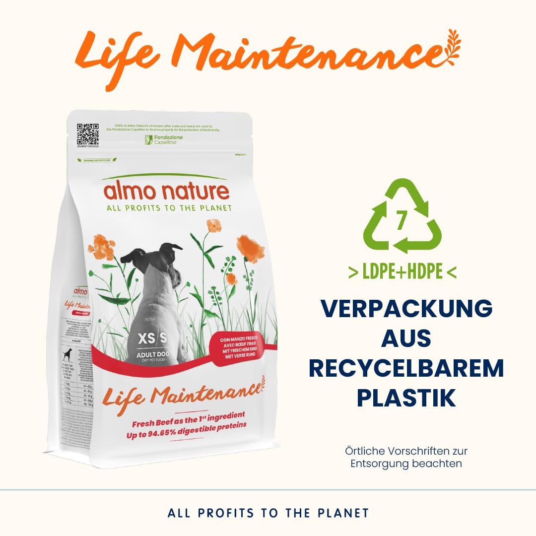 Almo Nature Life Maintenance Hundetrockenfutter 2kg Rind XS-S