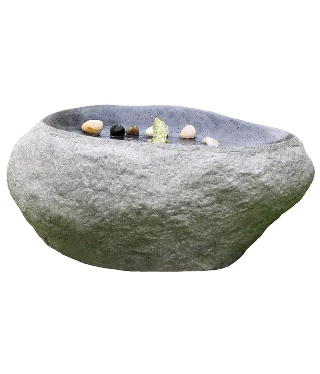 Dehner Gartenbrunnen Rock LED Findling 60cm grau Polyresin