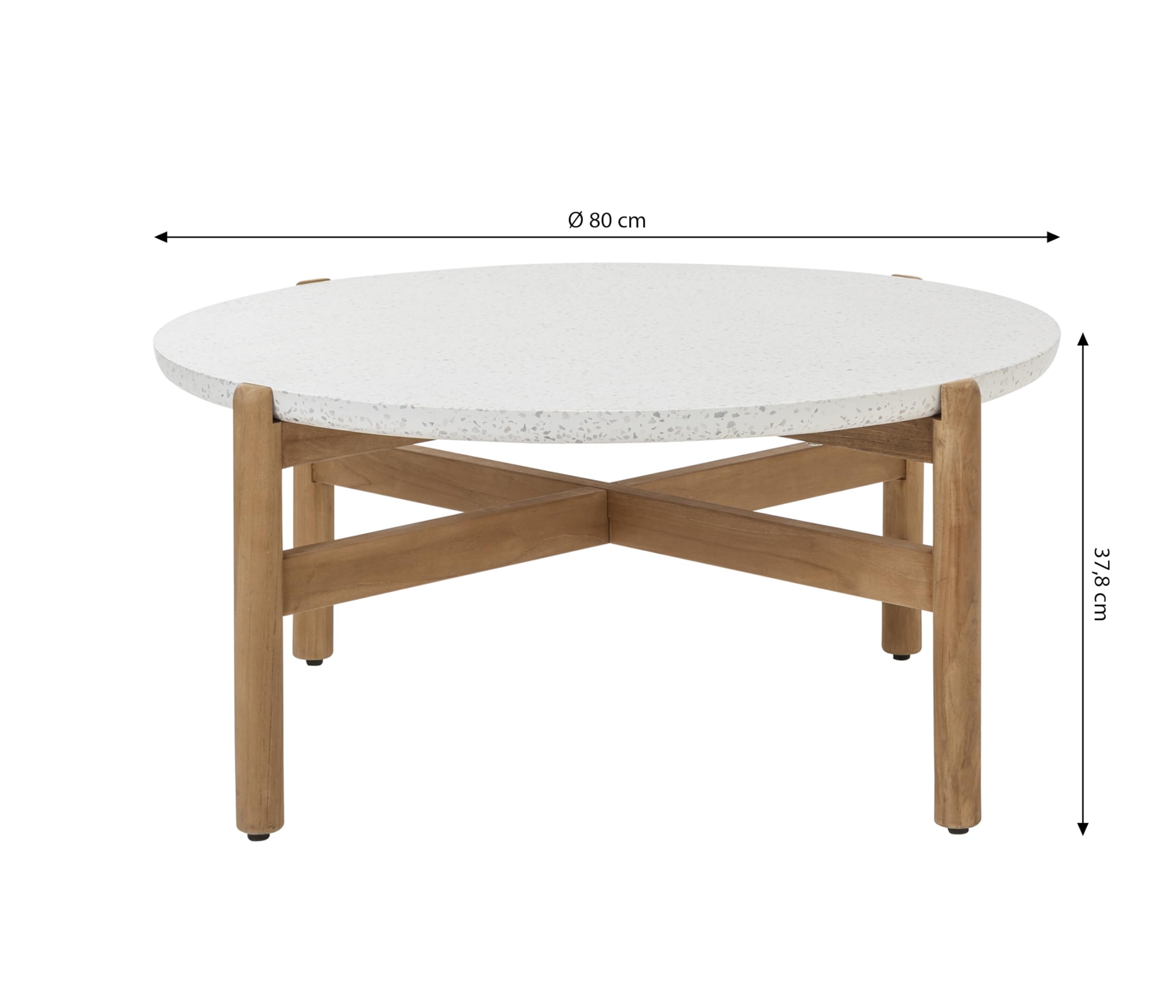Dehner Portofino Lounge Tisch weiß Ø 80 cm Terrazzo