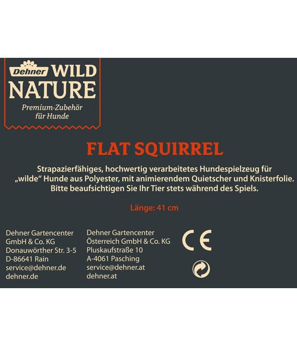 Dehner Wild Nature Flat Squirrel Hundespielzeug 45 cm Quietscher