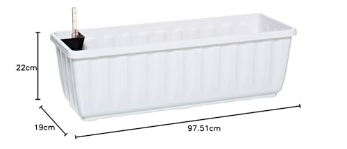 Dehner Aqua-Flor Plus Blumenkasten weiß 97,5 cm Bewässerung