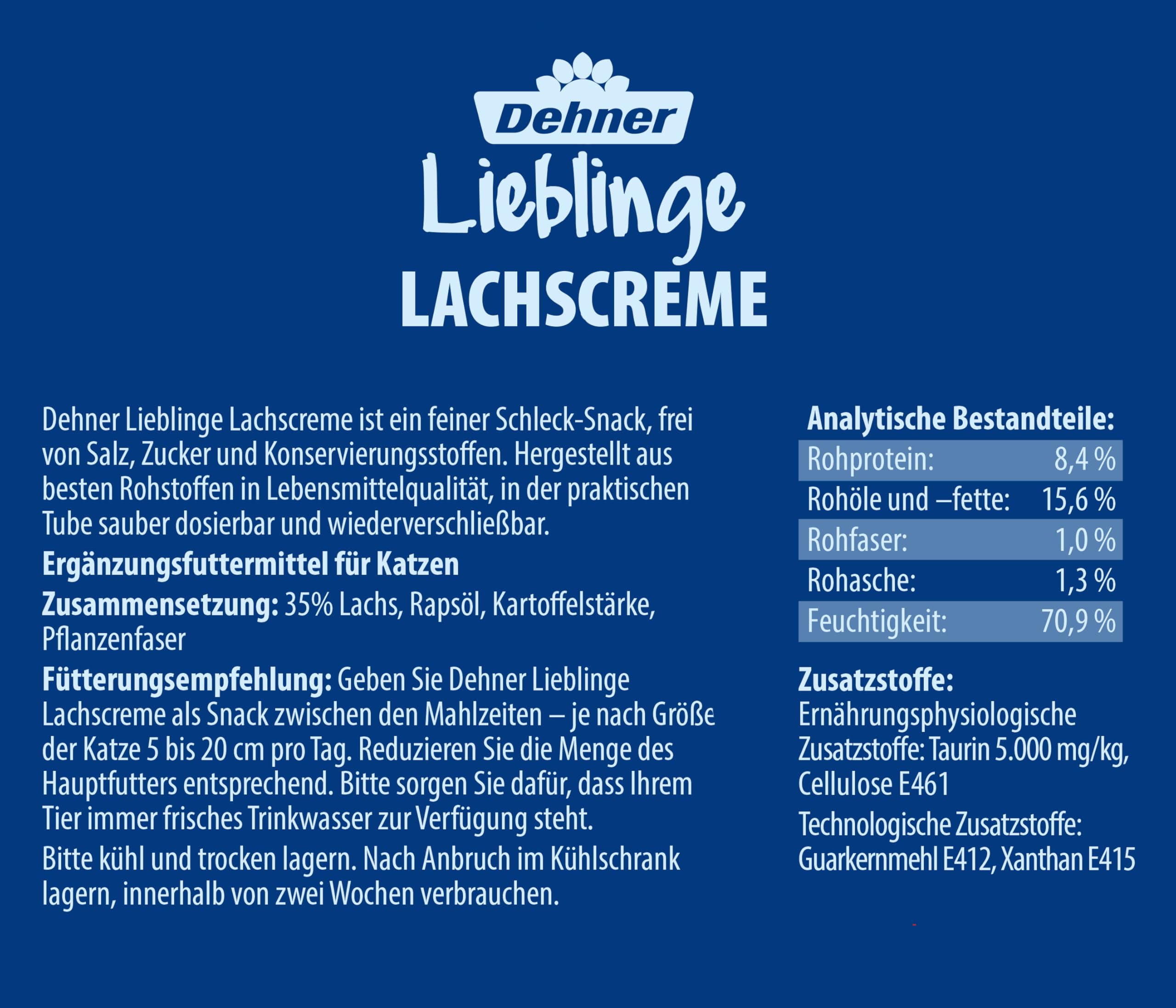 Dehner Lieblinge Katzensnack Lachscreme 6x75g zuckerfrei