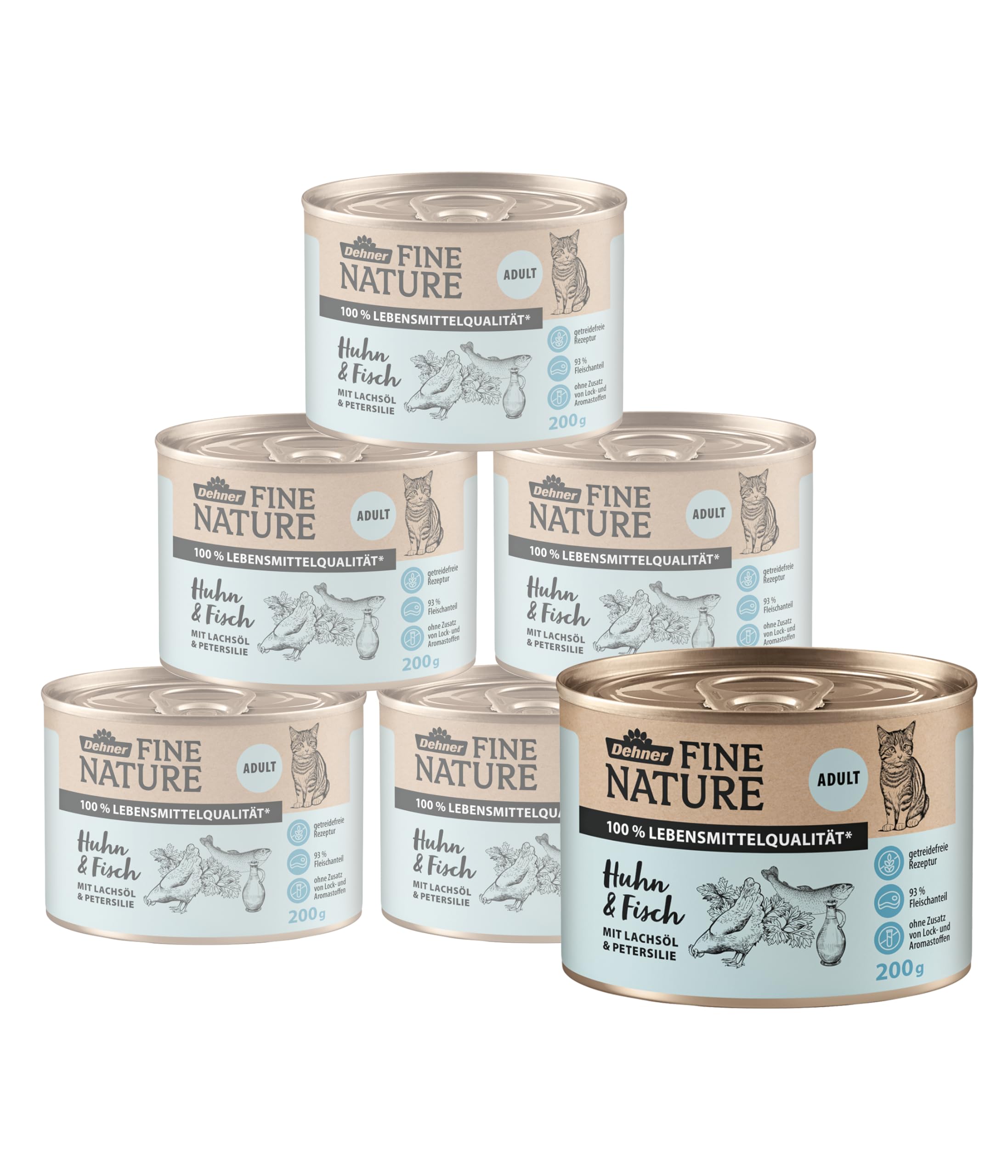 Dehner Fine Nature Adult Nassfutter Huhn Fisch 6x400 g