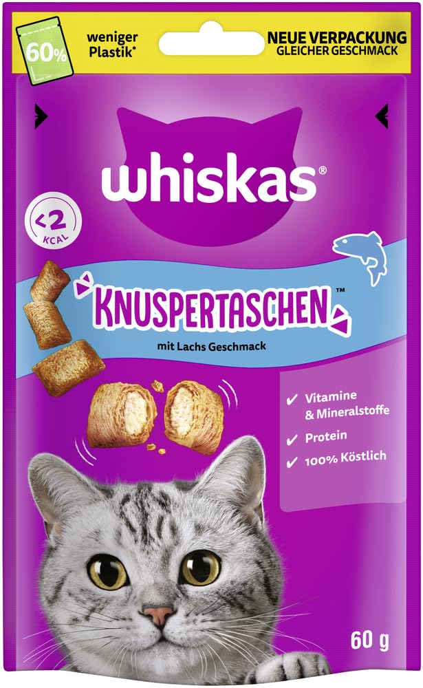 Whiskas Knuspertaschen Katzensnack Lachs 6x60 g knusprig