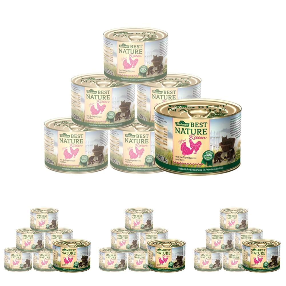 Dehner Best Nature Kitten Nassfutter Geflügelherzen 6x200g