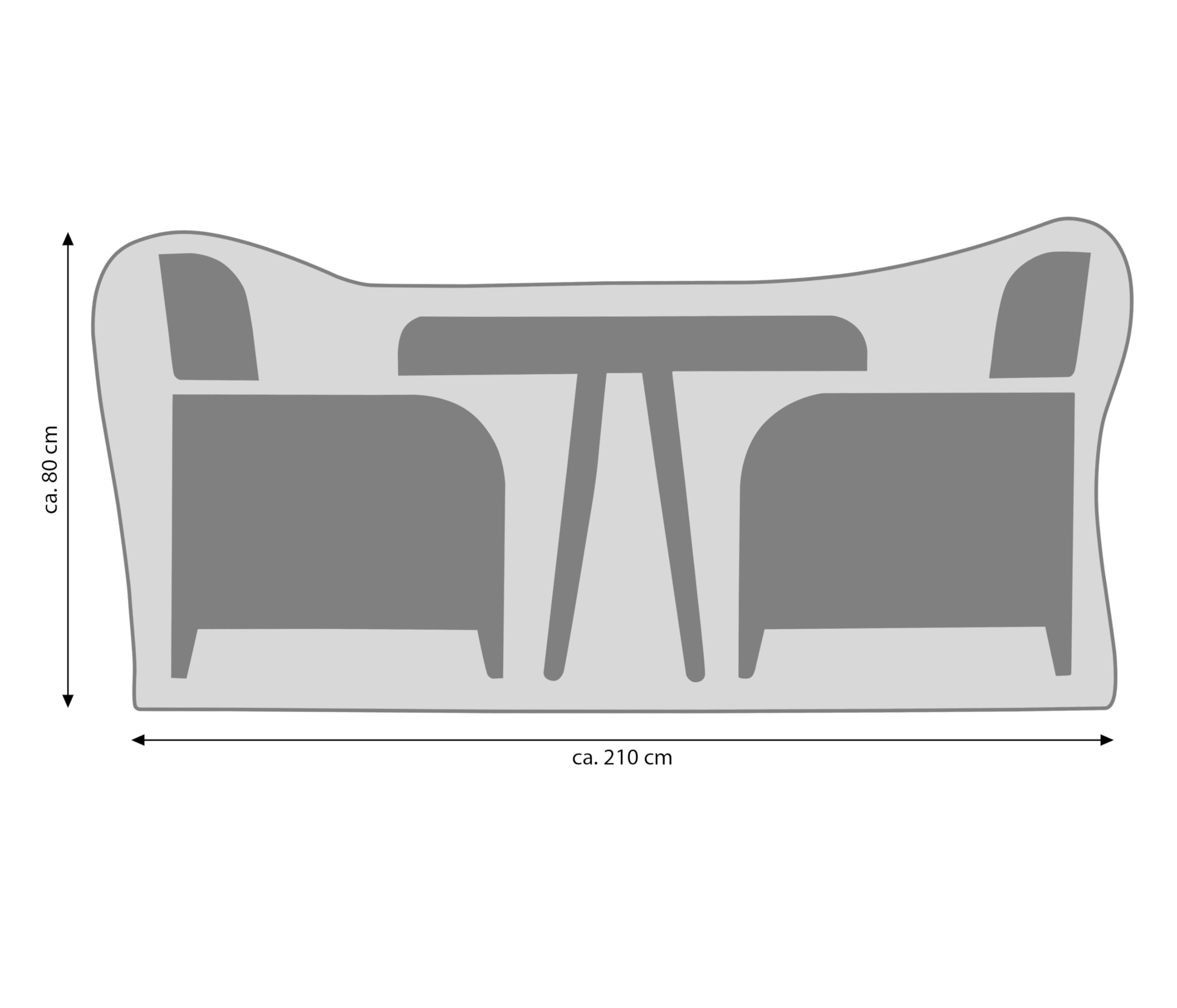 Dehner Abdeckung Sitzgruppe 210x80x160cm Polyester grau wasserabweisend