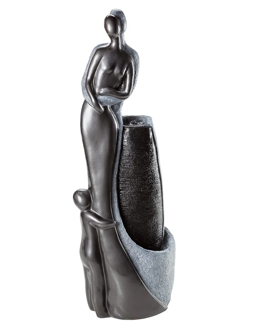 Dehner Gartenbrunnen Family LED Polyresin grau 120 cm