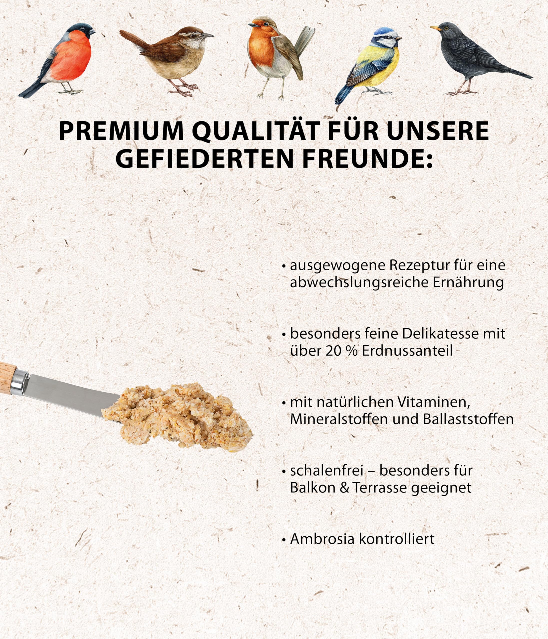 Dehner Natura Premium Erdnuss-Aufstrich Wildvogelfutter 2 kg energiereich
