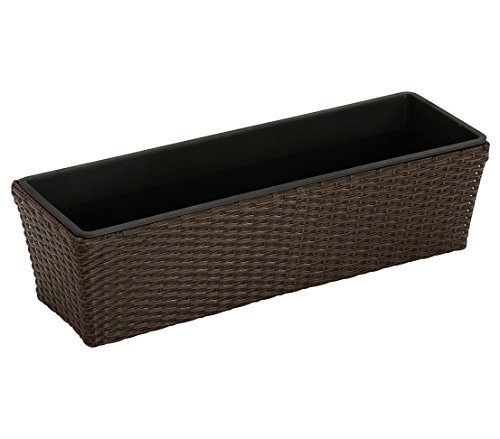 Dehner Blumenkasten Polyrattan 49x16cm braun mit Einsatz