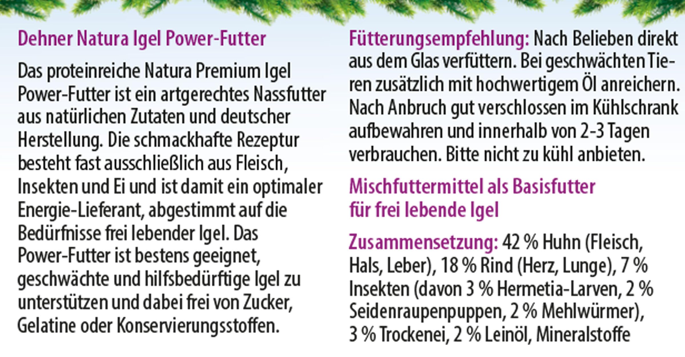 Dehner Natura Premium Igelfutter Nassfutter 6x190 g proteinreich