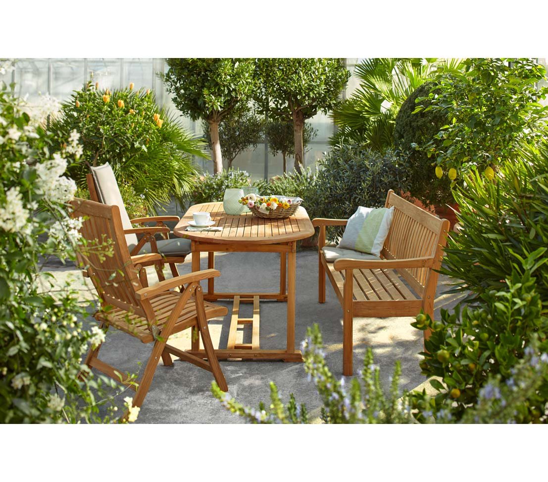 Dehner Havanna Gartenbank natur 160x67x89 cm Teak 3-Sitzer