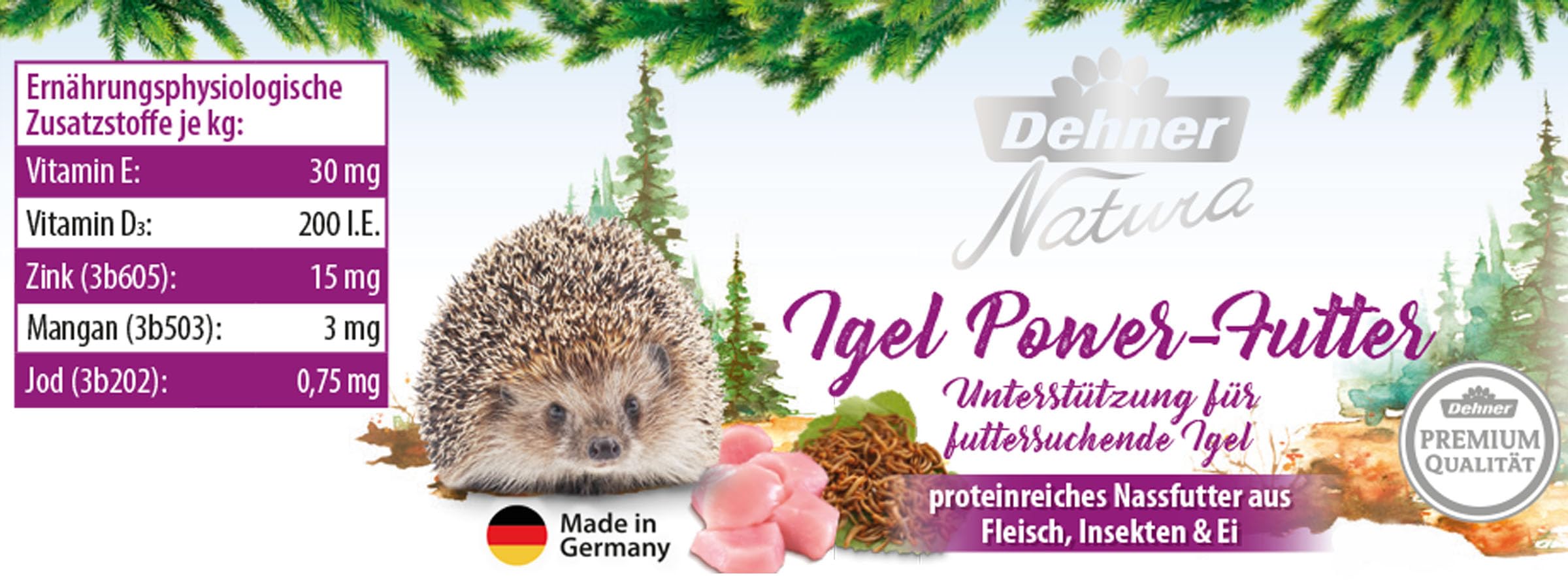 Dehner Natura Premium Igelfutter Nassfutter 6x190 g proteinreich