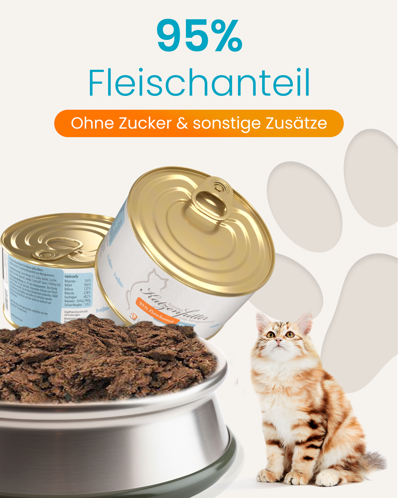 Lucky-Kitty Fisch Premium Hering Nassfutter 1 x 200g getreidefrei