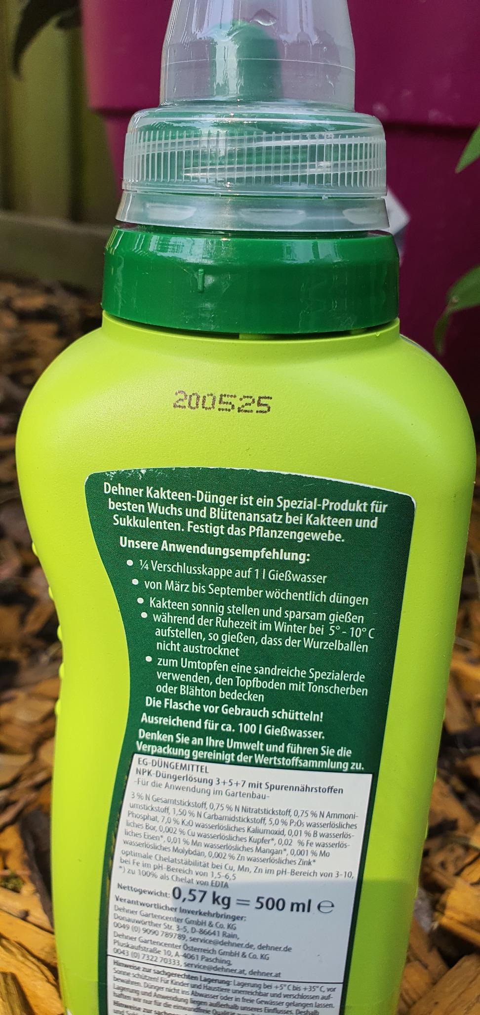 Dehner Kakteen- Sukkulentendünger flüssig 500ml NPK