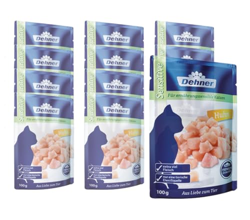 Dehner Premium Sensitiv Katzennassfutter Huhn 12x100g Single-Protein
