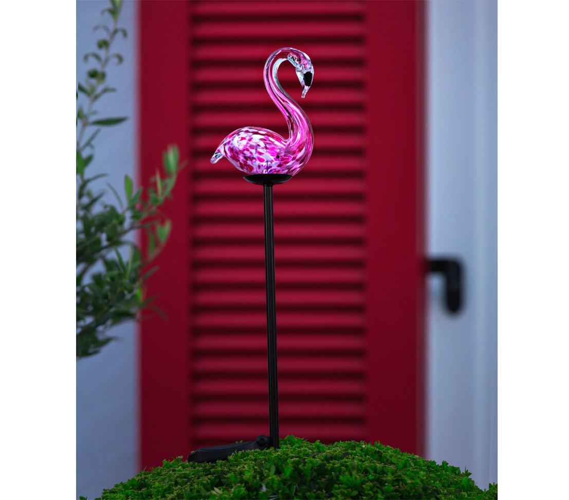 Dehner Premium Flamingo Solar Dekostab rosa 2 Stück 100cm
