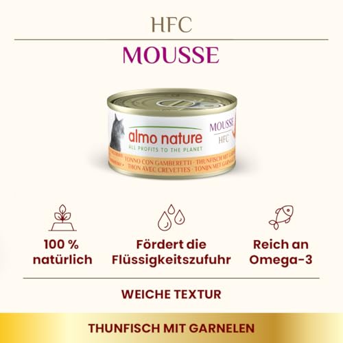 Almo Nature HFC Mousse Nassfutter Thunfisch Garnelen 24x70g