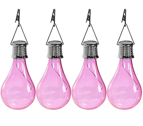 Dehner Lovely Solar-Glühbirne Solarleuchte 4er-Set rosa Glas