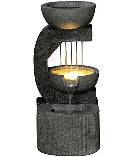 Dehner Salerno Gartenbrunnen LED Polyresin dunkelgrau 69cm