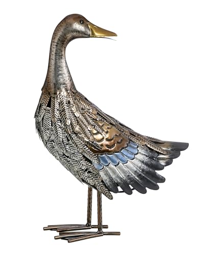 Dehner Ente Dekofigur Metall 30x44x16 cm silber braun