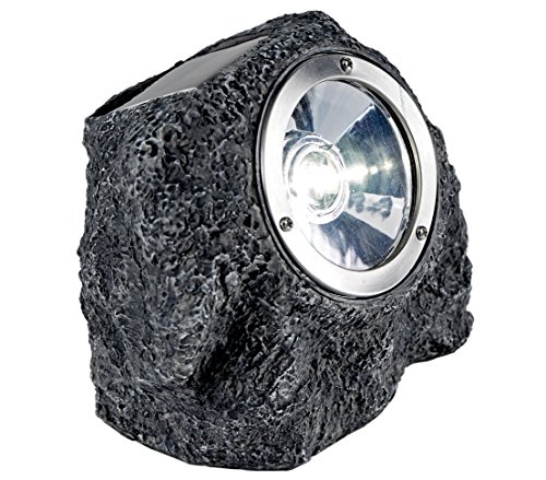 Dehner Solar Leuchtstein 16 cm grau mit Dämmerungssensor
