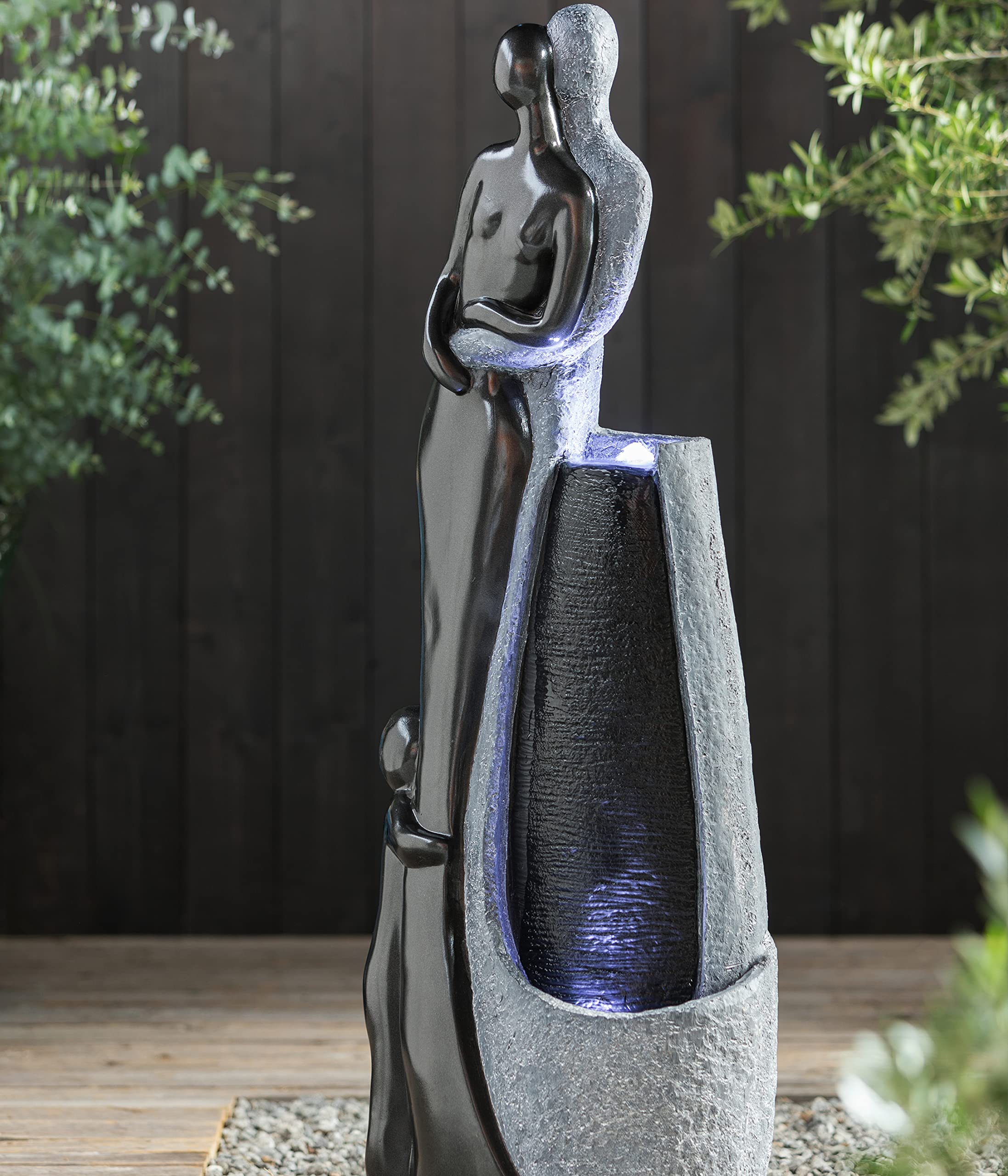 Dehner Gartenbrunnen Family LED Polyresin grau 120 cm