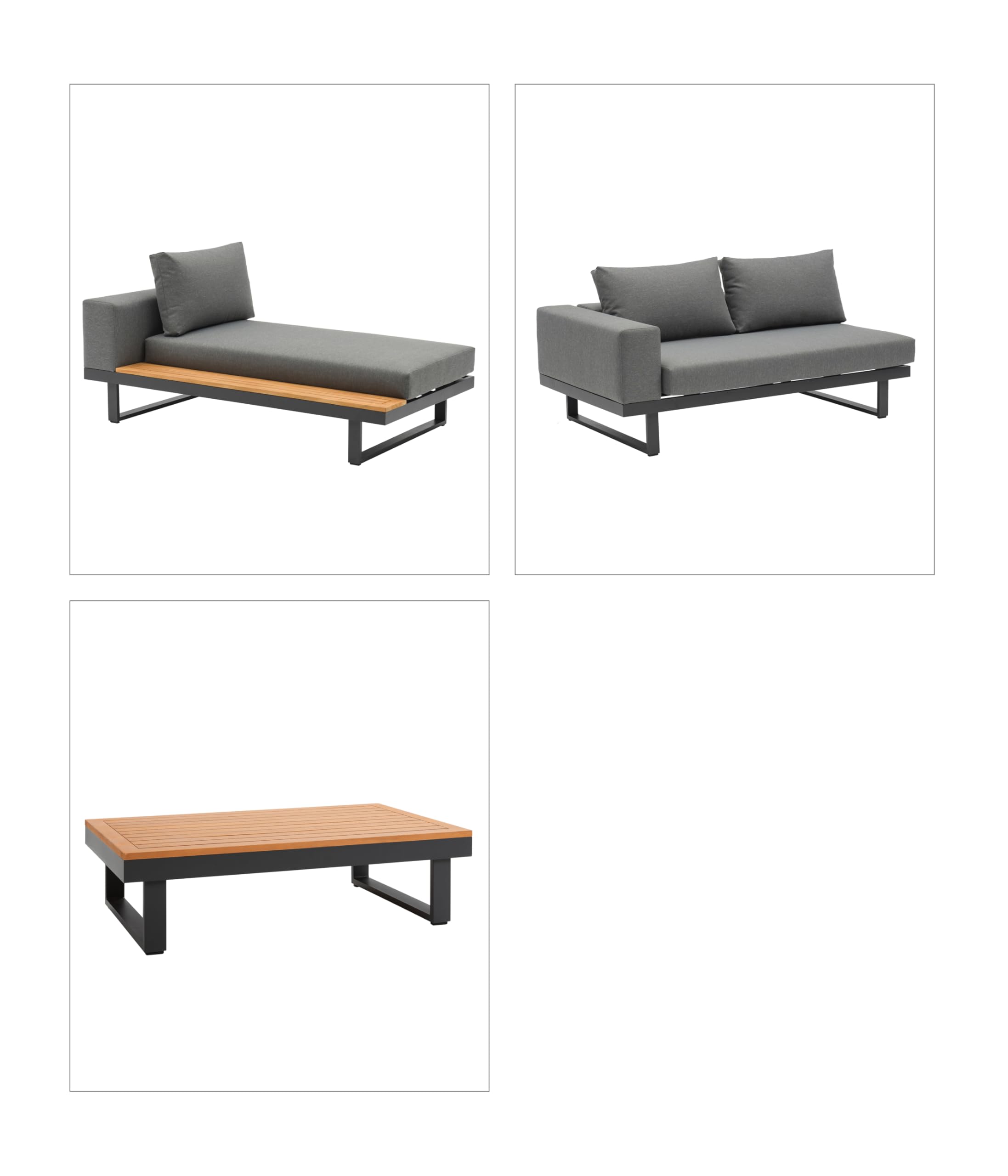 Dehner Riva Garten-Lounge 3-teilig 4-Sitzer schwarz