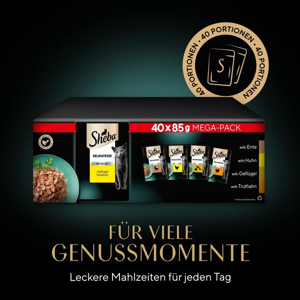 Sheba Delikatesse in Gelee Nassfutter Geflügel 40x85g samtig