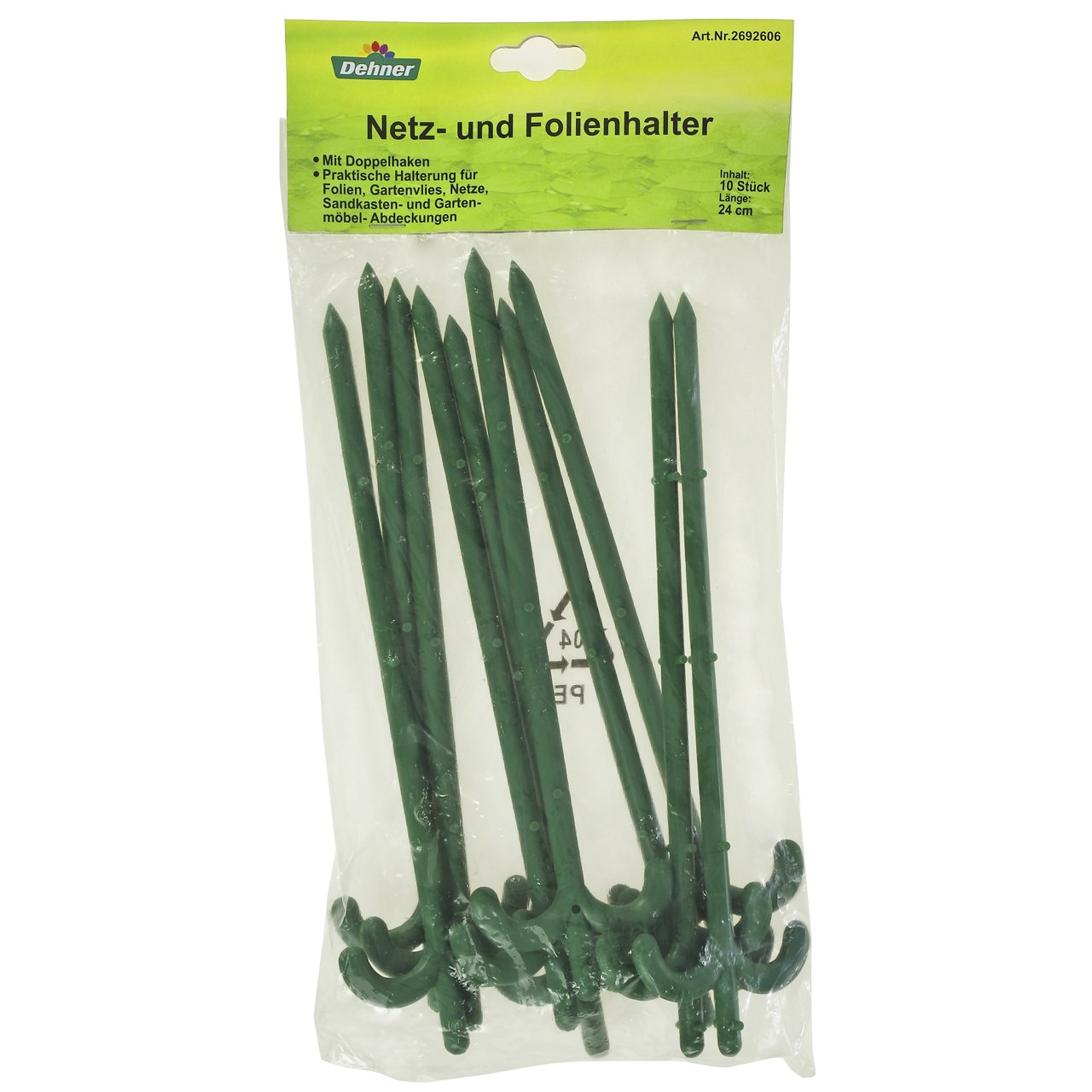 Dehner Netz- und Folienhalter Kunststoff 24cm 20 Stück Doppel-Haken