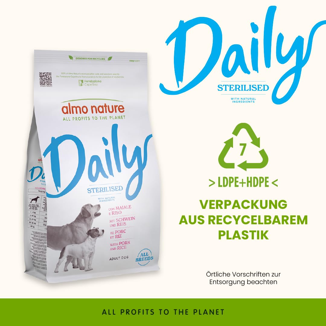 Almo Nature Daily Sterilised Trockenfutter Schwein Reis 1,2kg L-Carnitin