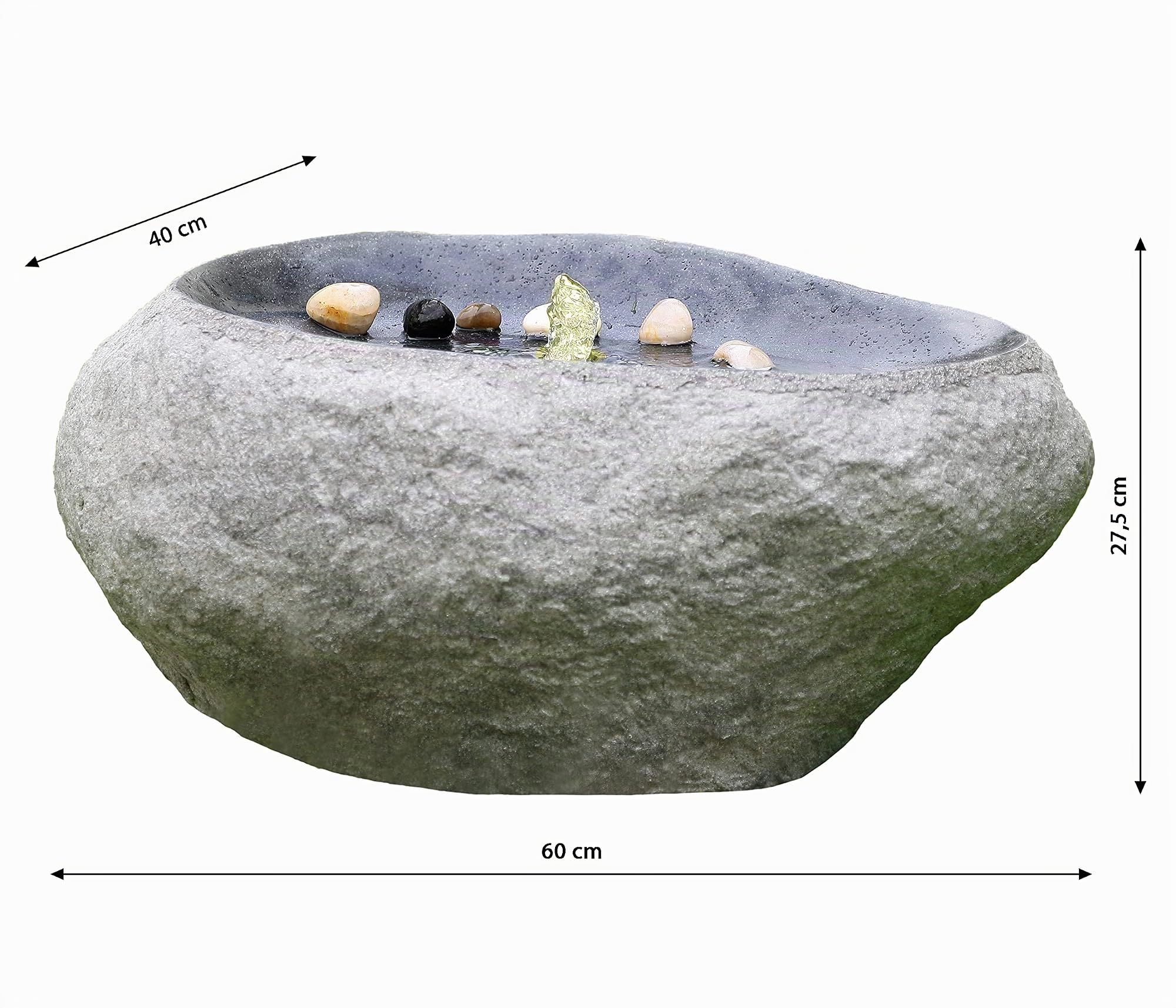 Dehner Gartenbrunnen Rock LED Findling 60cm grau Polyresin