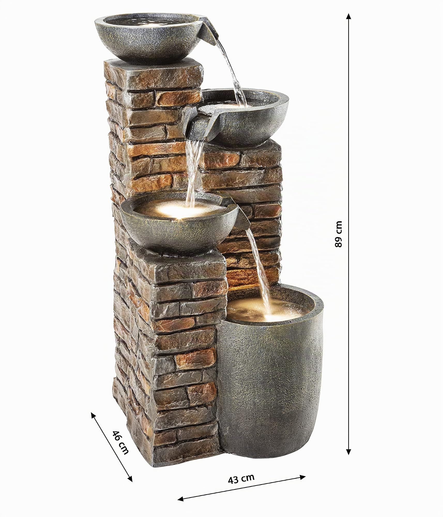 Dehner Piatto Gartenbrunnen Zierbrunnen mit LED 10 L