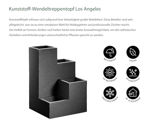 Dehner Wendeltreppentopf Los Angeles Kunststoff 40x60x40 anthrazit