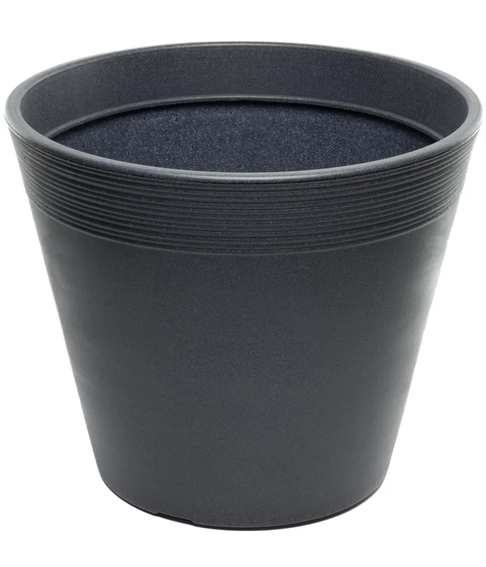 Dehner Groovy Blumentopf anthrazit Ø 33 cm frostbeständig