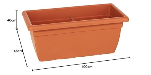 Dehner Akea Blumenkasten Terracotta 100 cm Kunststoff Ablaufloch