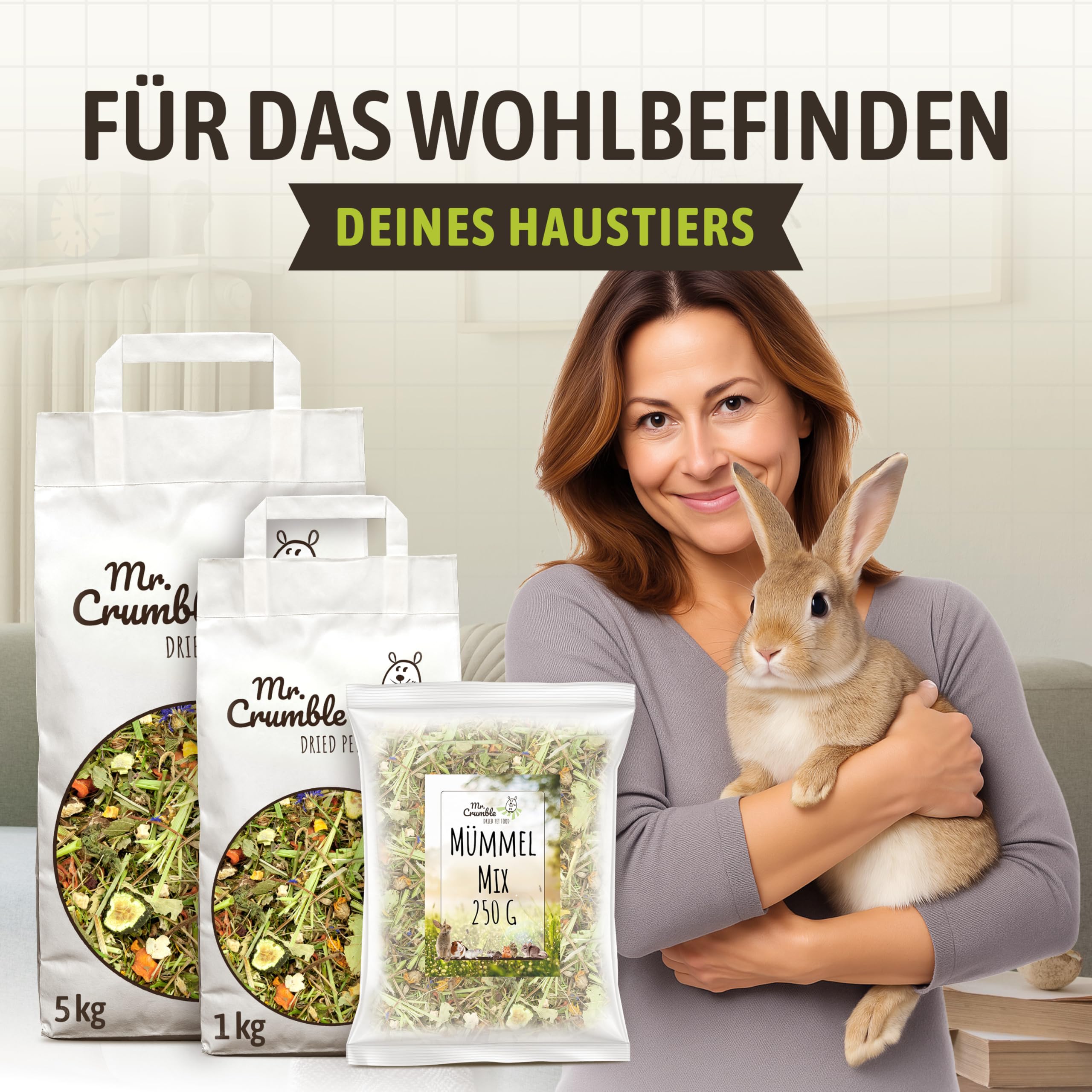 Mr. Crumble Mümmel-Mix Kaninchenfutter getreidefrei 1 kg Kräuter