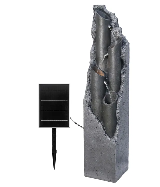 Dehner Tubi Solar-Gartenbrunnen LED grau 113cm Polyresin
