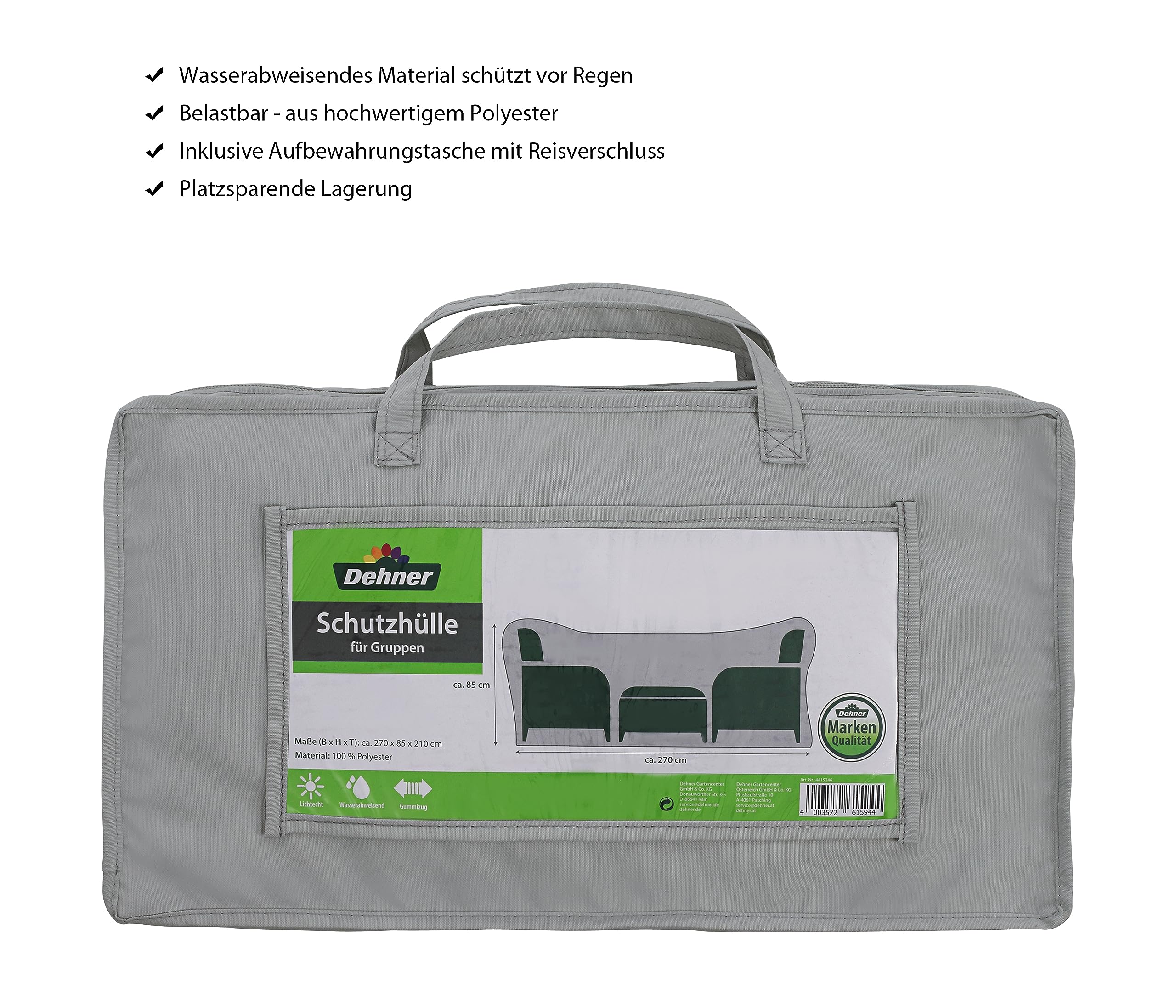 Dehner Premium Lovely Abdeckung Sitzgruppe 240x80x200 grau wasserabweisend