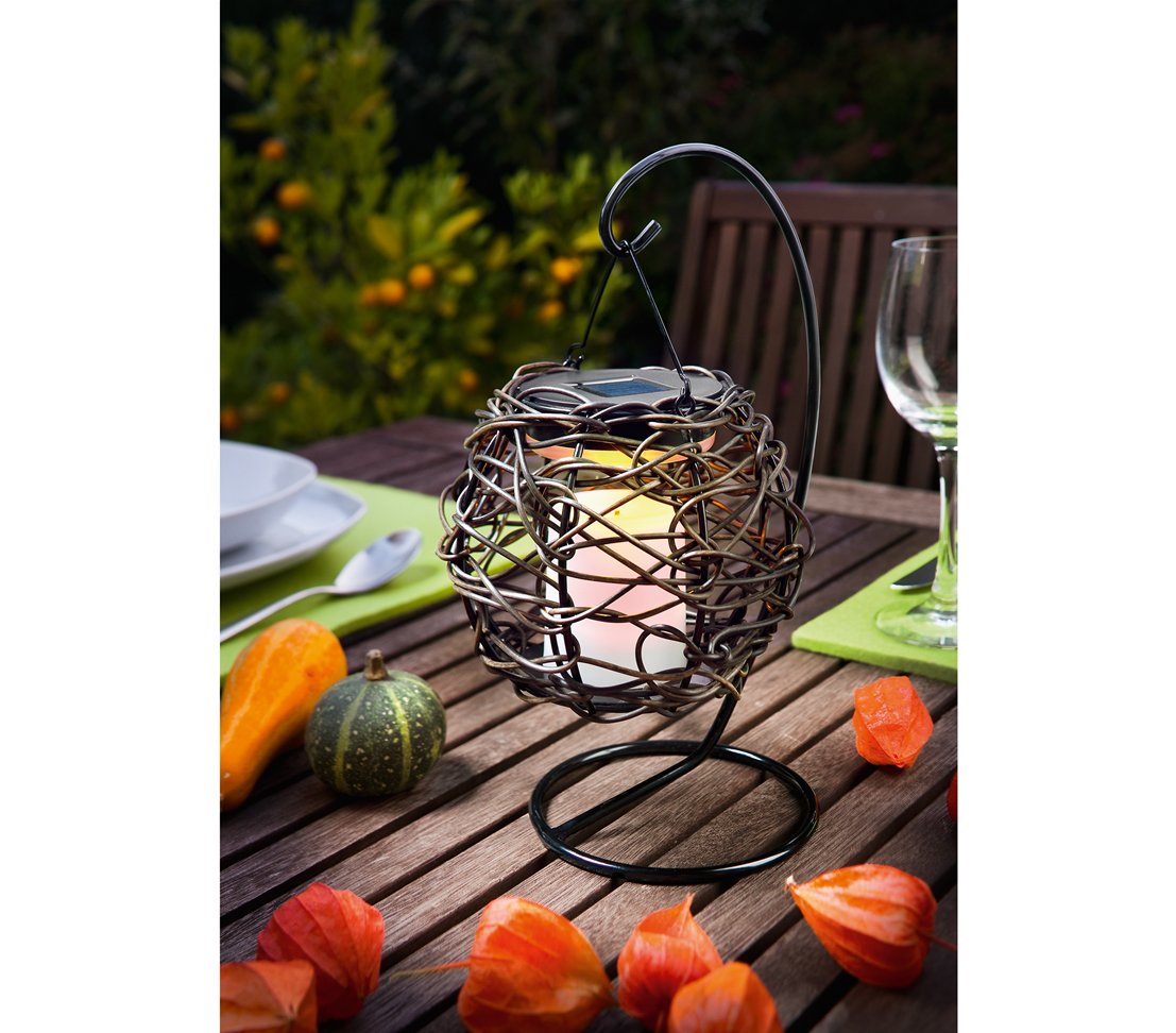 Dehner Living Korfu Solar Hängeleuchte 26x13 cm Flackerlicht