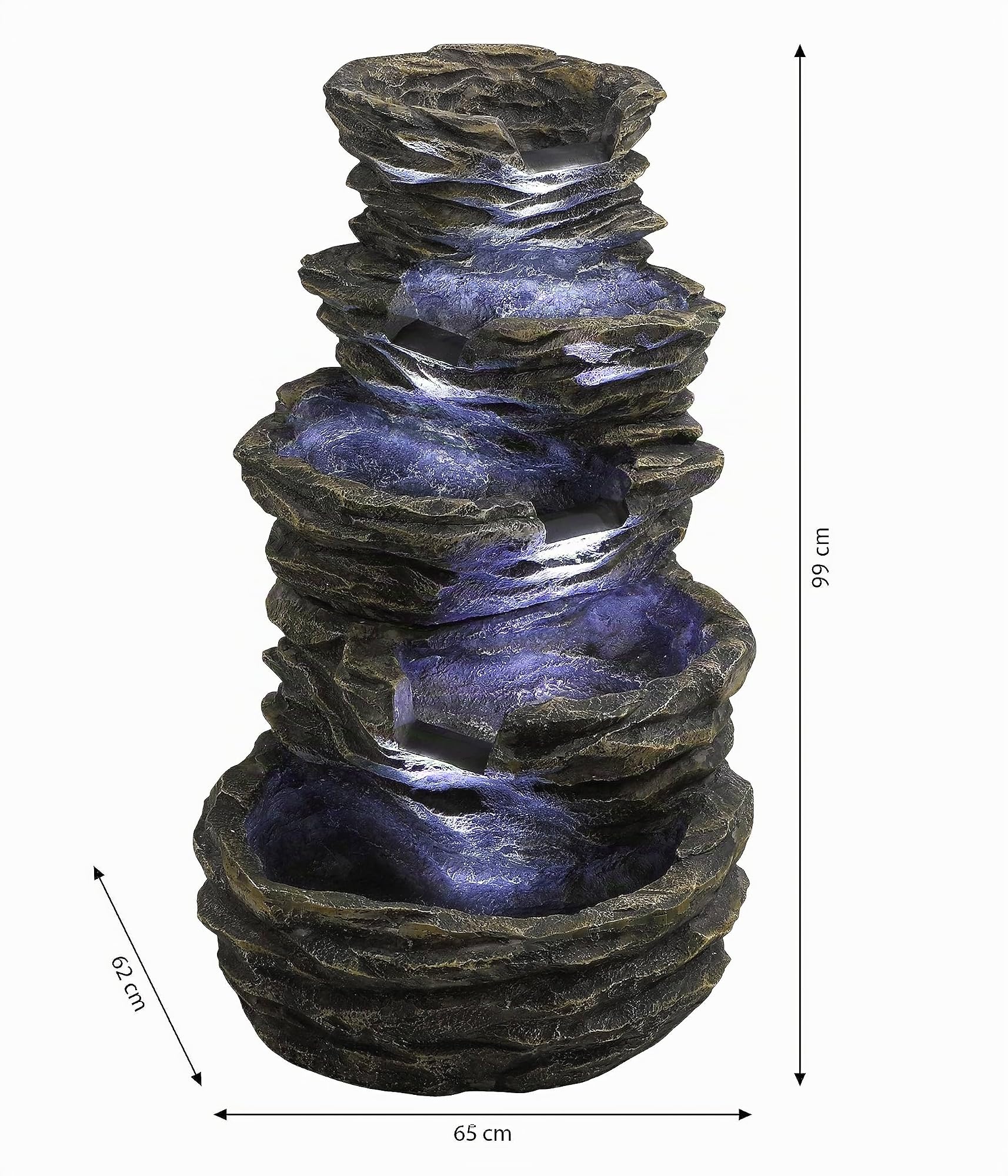 Dehner Gartenbrunnen Roccia LED Steinoptik 99cm grau