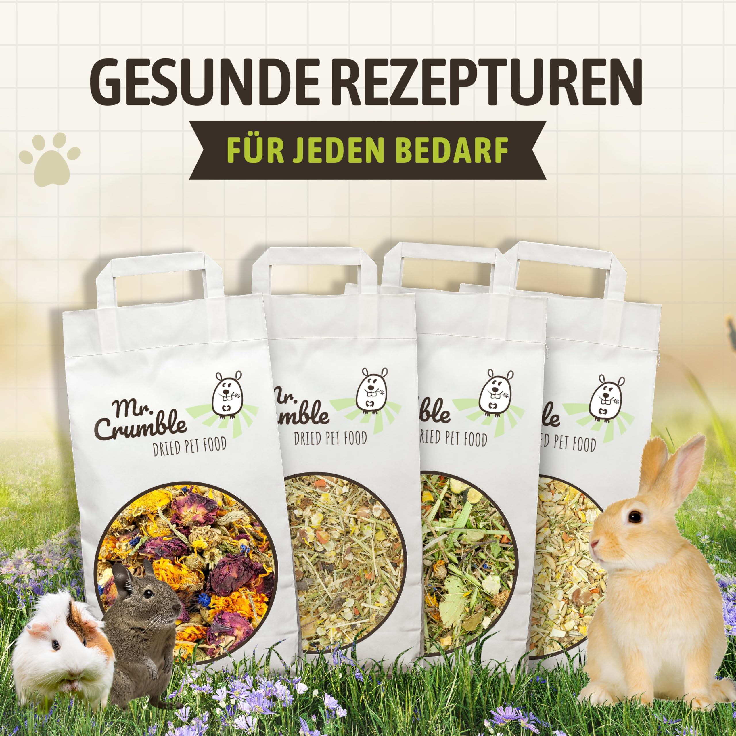Mr. Crumble Blüten-Kräuter Nagerfutter 1 kg getreidefrei