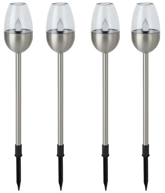Dehner Solarleuchte Flame 4er Set Edelstahl silber