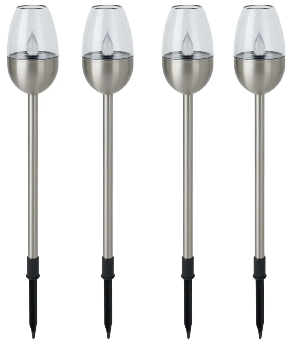Dehner Solarleuchte Flame 4er Set Edelstahl silber