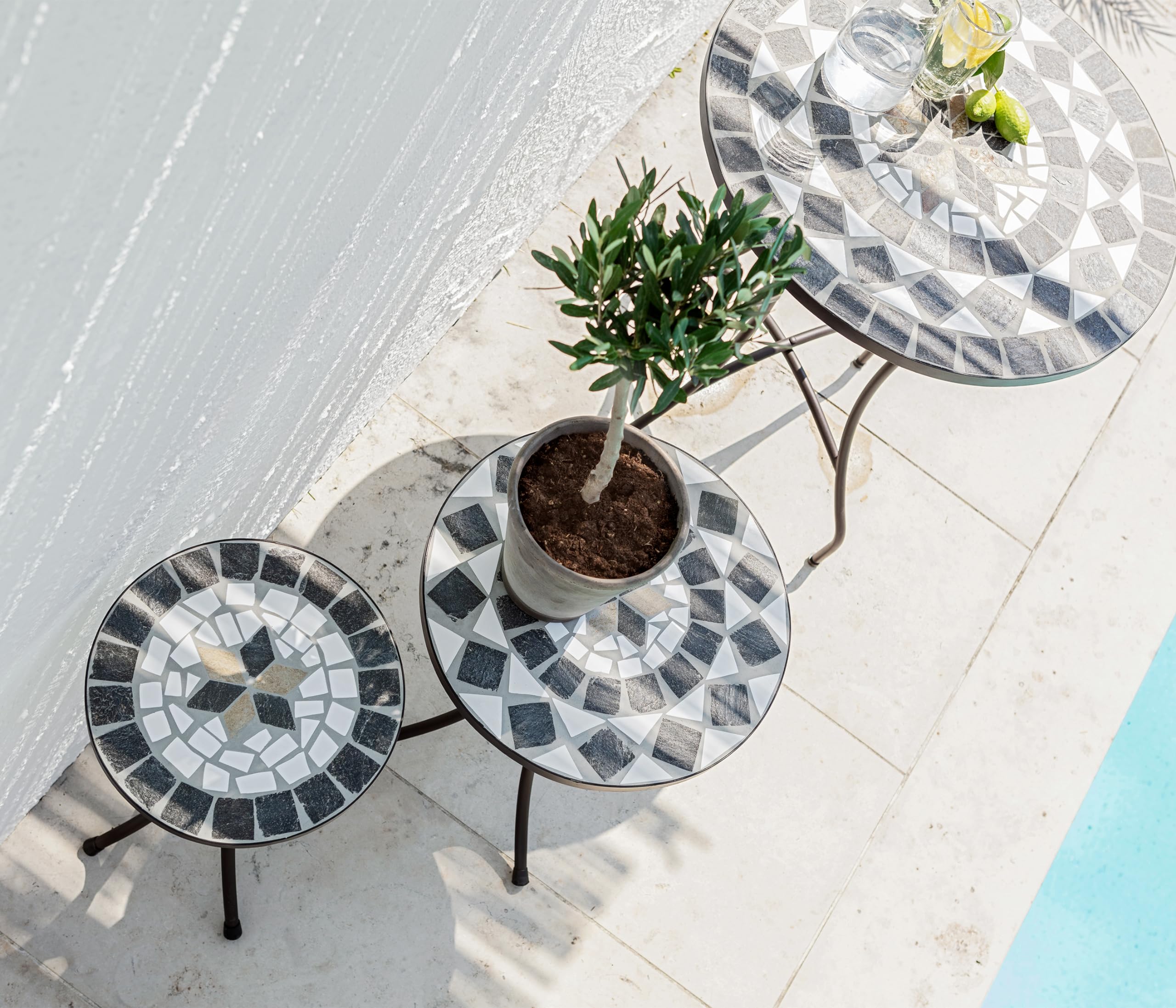 Dehner Diana Gartentisch Metall Mosaik Ø 60 cm Landhaus